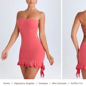 Oh Polly Ruffle Trim Coral Dress - Brand New Size L